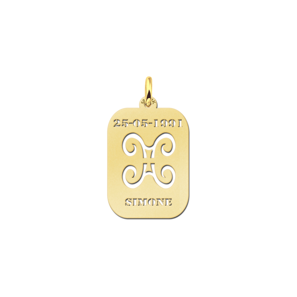 Names4ever Astrologie Tweelingen Goud Hanger GHS003