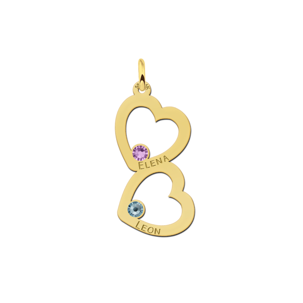 Hanger met twee harten van 14 karaat goud - Names4ever
