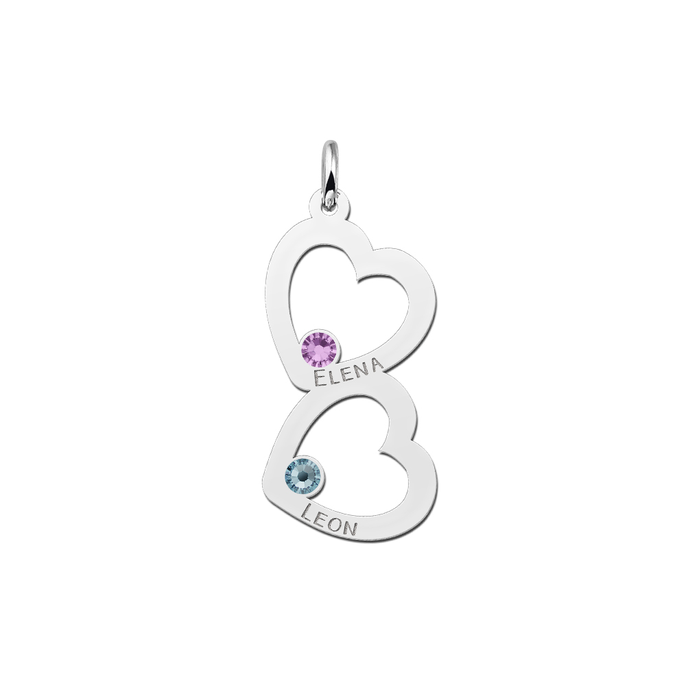 Hanger met twee harten van zilver - Names4ever