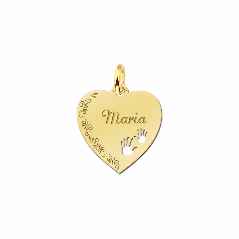 Hart met naam en bloemrand - Names4ever