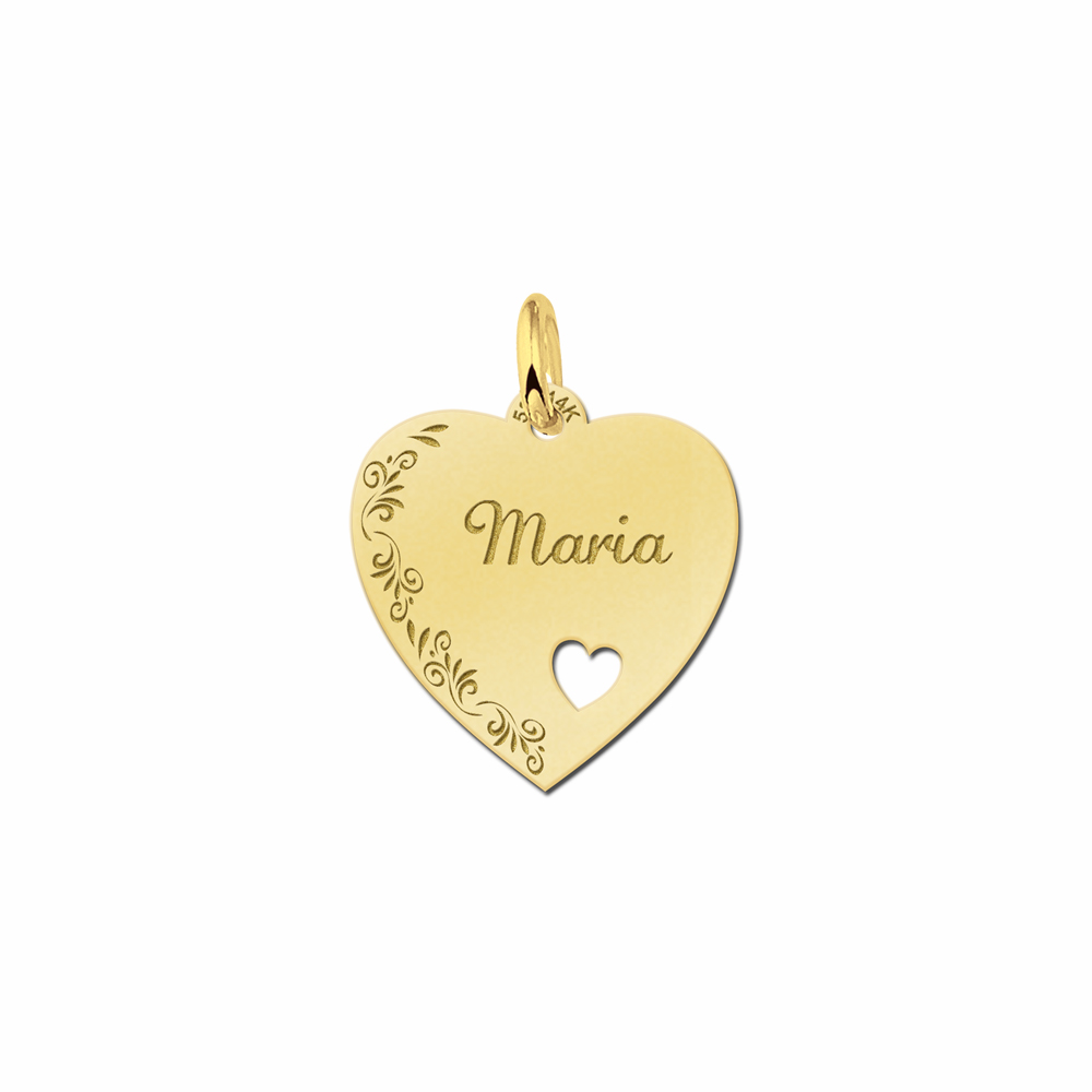 Hartje goud met bloemrand - Names4ever