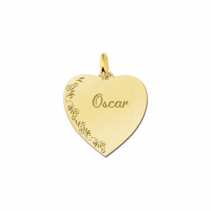 Hart voor ketting met bloemrand - Names4ever