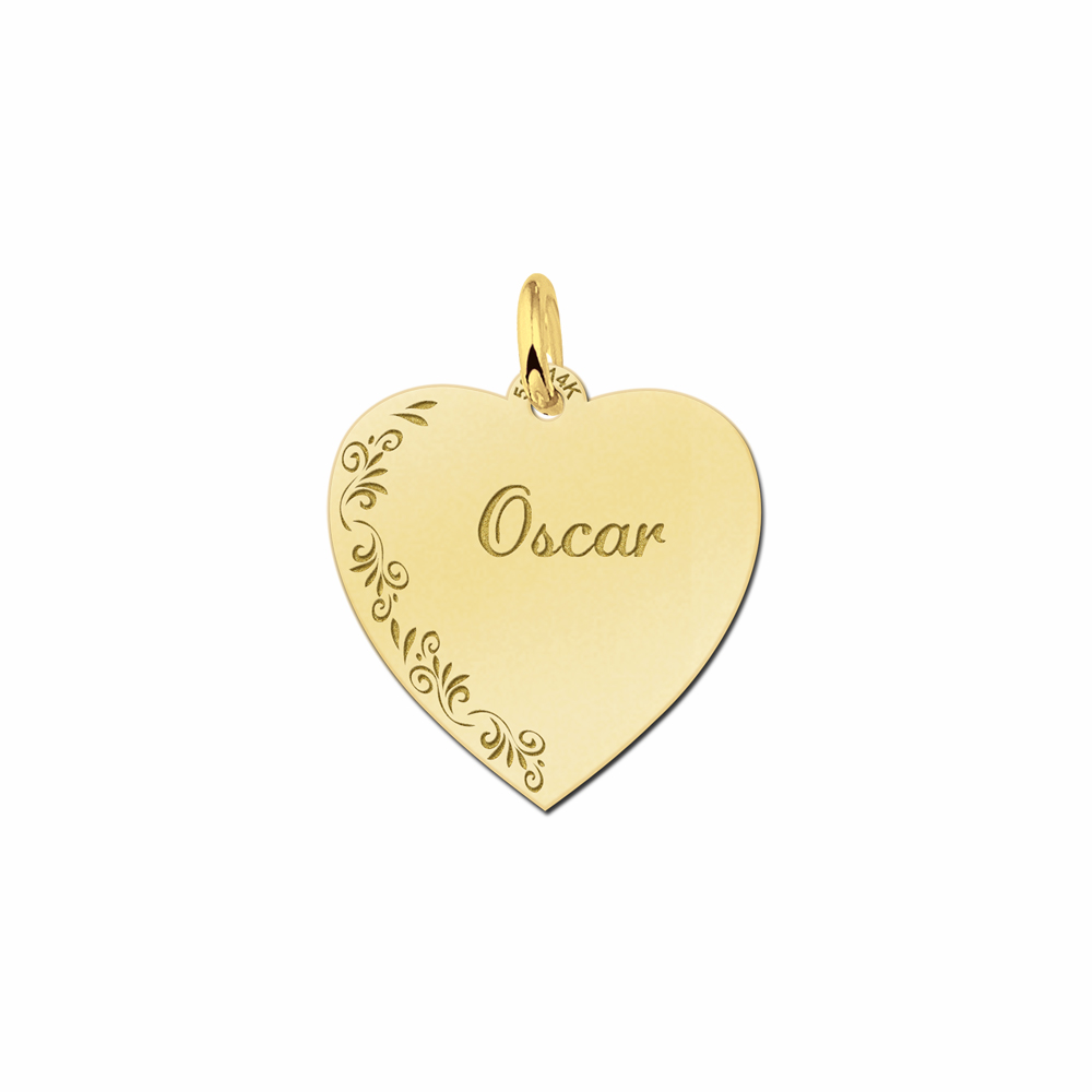 Hart voor ketting met bloemrand - Names4ever