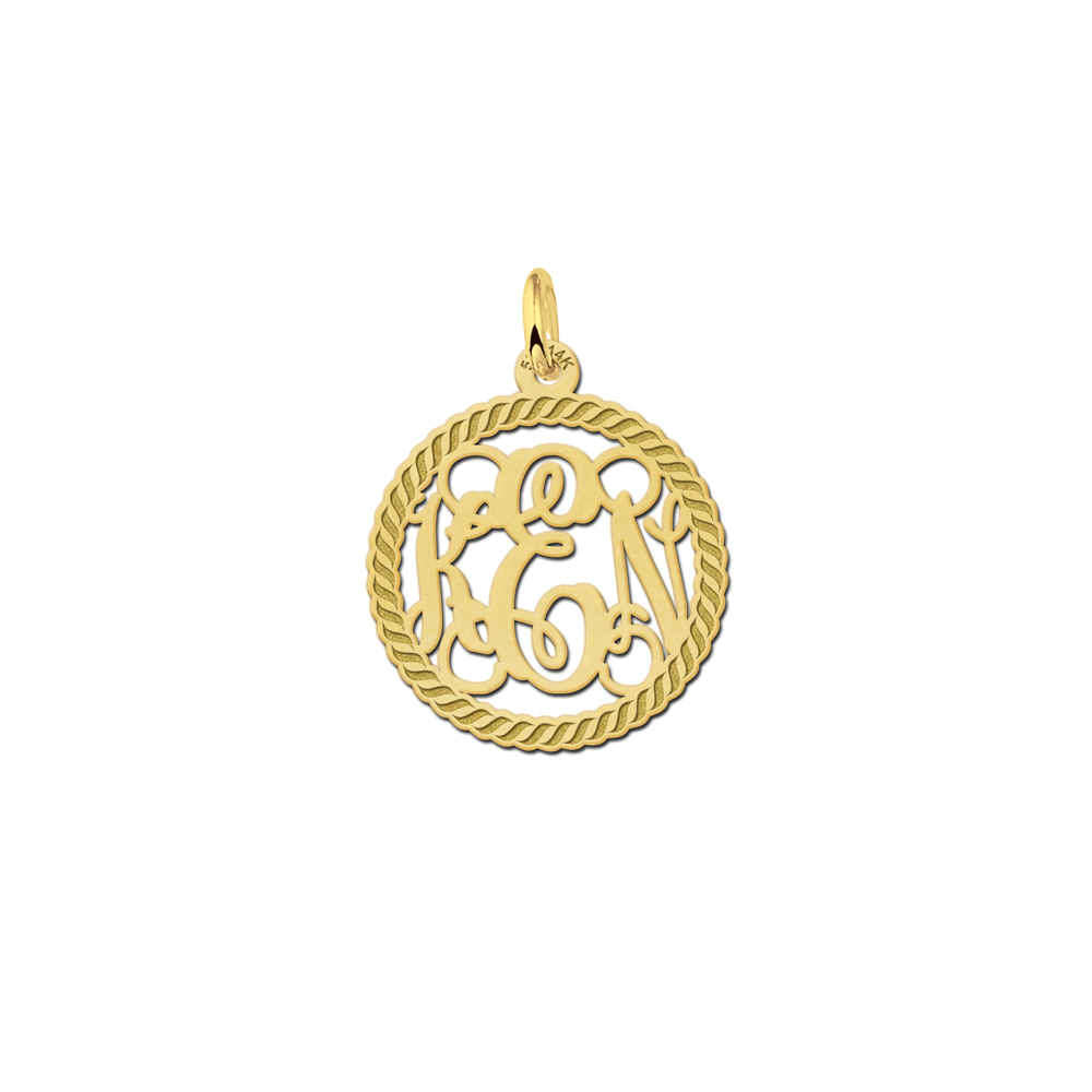 Names4ever Small Monogram met Initiaal Hanger van Goud GMH012