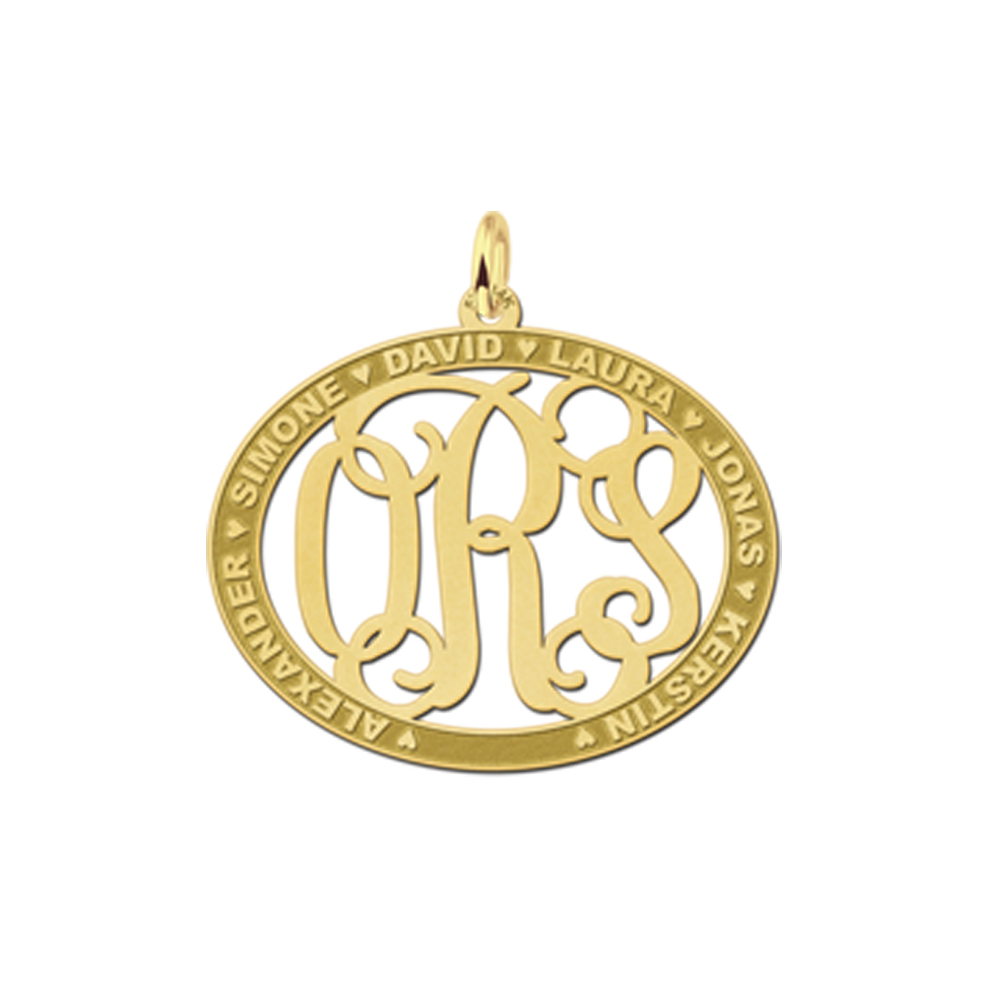 Names4ever Medium Ovale Hanger Monogram met Namen GMH020
