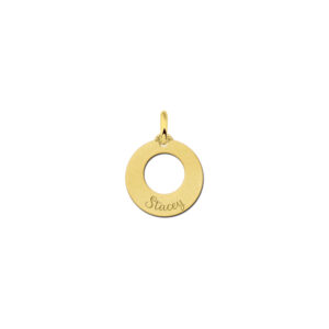 Names4ever Kleine Cirkel Hanger van Goud + Graveer Tekst