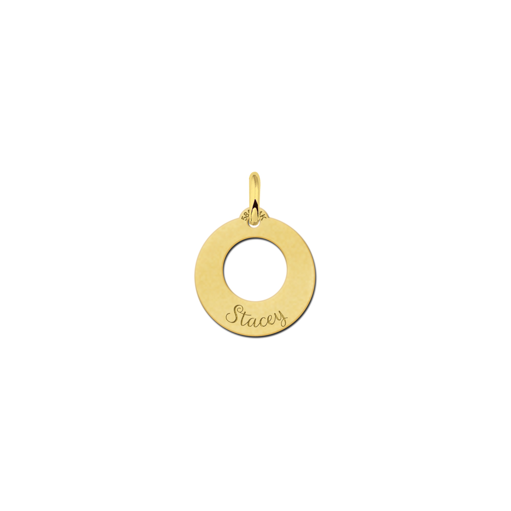 Names4ever Kleine Cirkel Hanger van Goud + Graveer Tekst