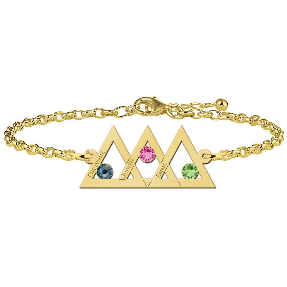 Gouden moeder dochter armband driehoeken van Names4ever