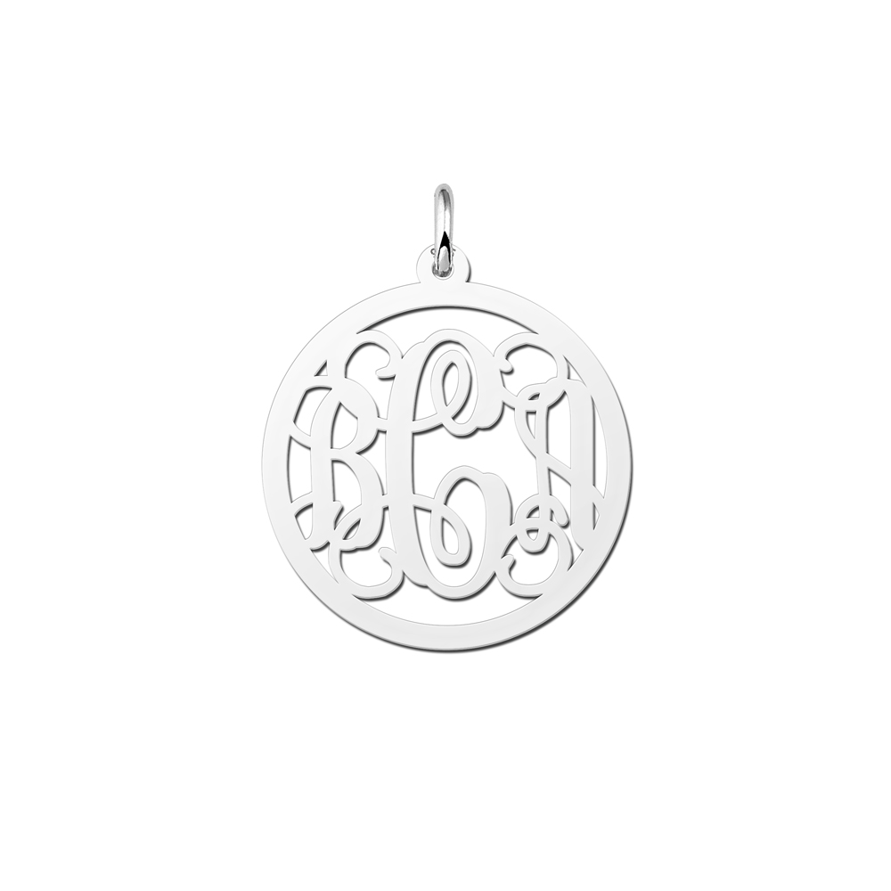 Names4ever Medium Monogram Hanger van Zilver ZMH002