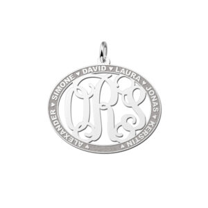 Names4ever Medium Ovale Hanger Monogram met Namen ZMH020