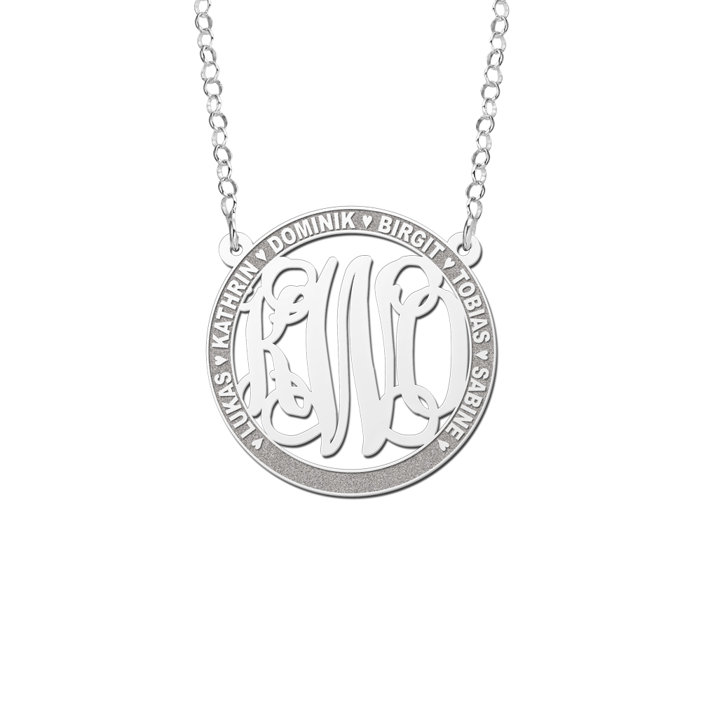 Names4ever Medium Monogram Hanger met Namen + Ketting ZMH022