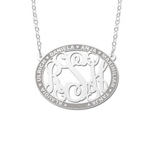 Names4ever Medium Ovale Hanger Monogram met Namen + Ketting ZMH024