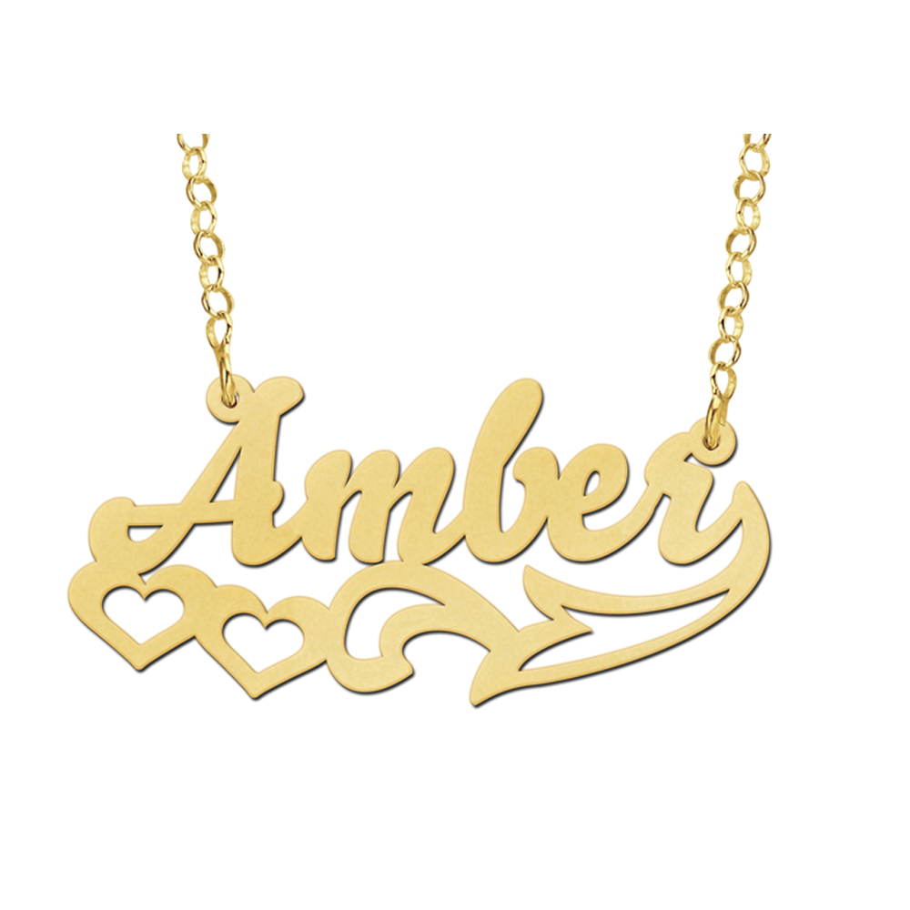 Names4ever Vergulde Amber Model Naamketting