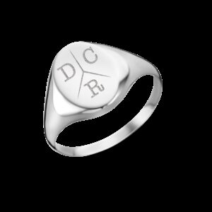 Zilveren Ovale Zegelring met Drie Initialen | Names4ever