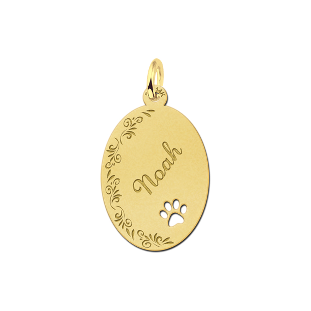 Pootje in gouden naamplaatje met je naam graveren large - Names4ever