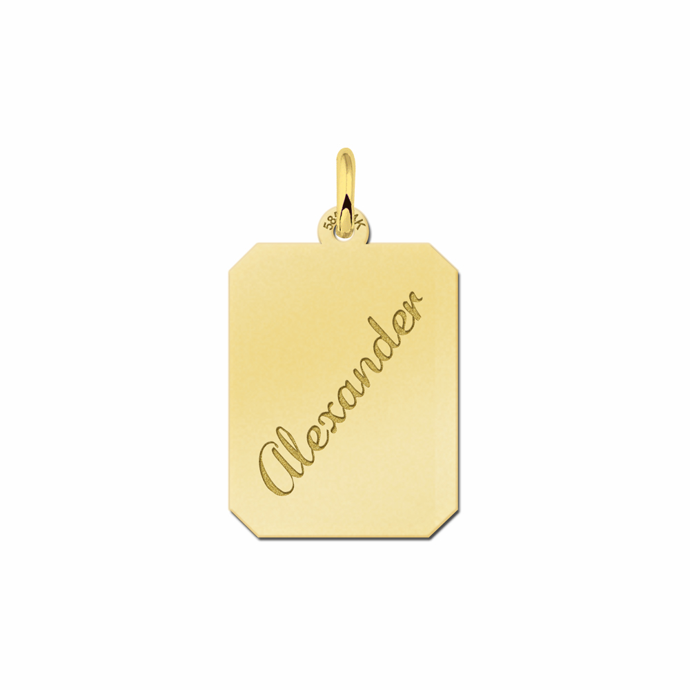 Rechthoekige hanger van goud - Names4ever