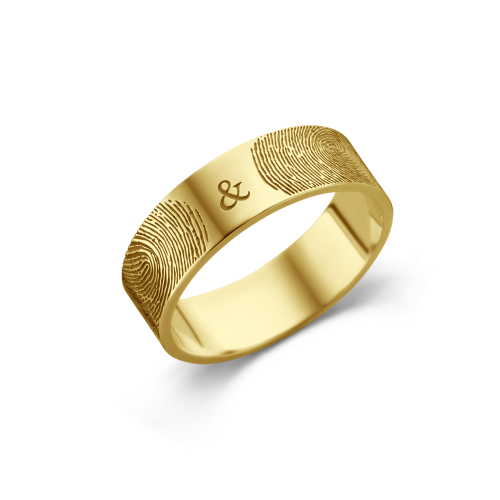 Names4ever Ring met Twee Vingerafdrukken van 14K Geelgoud