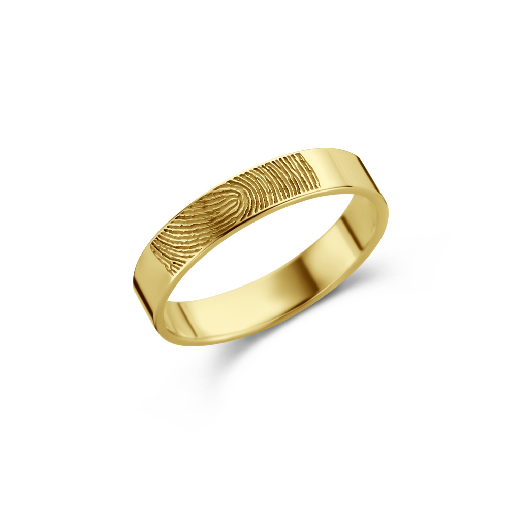 Names4ever 14K Geelgouden Ring met Vingerafdruk