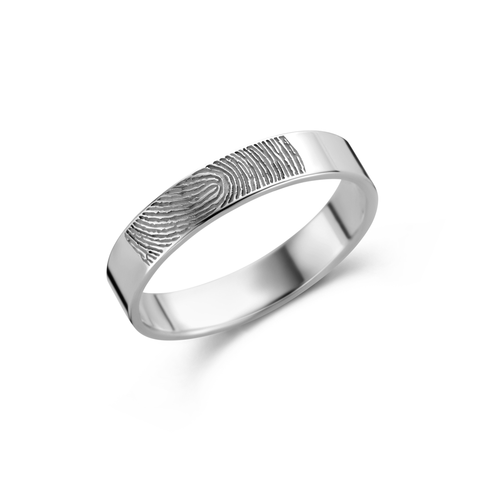 Ring met Twee Vingerafdruk van Zilver 4 mm  van Names4ever