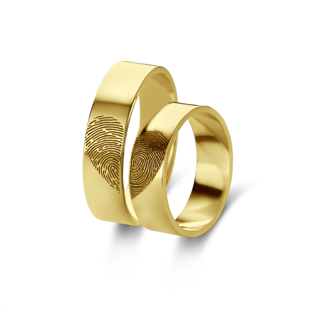 Gouden ringen set met twee vingerafdrukken | Names4ever