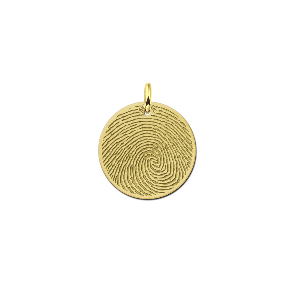Ronde gouden hanger met vingerafdruk - Names4ever