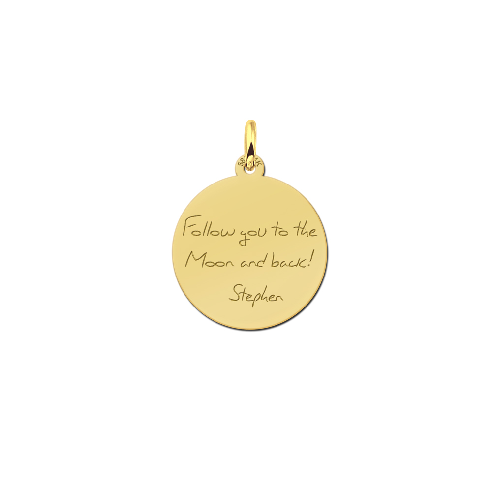 Names4ever Gouden Ronde Graveer Hanger met eigen tekst