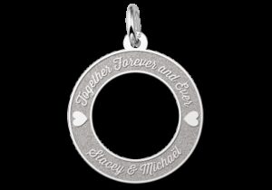 Ronde hanger van zilver met 2 hartjes 20mm. - Names4ever