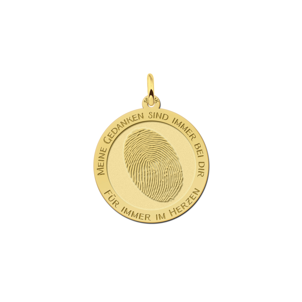 Ronde Hanger met Vingerafdruk en Graveertekst van Goud Names4ever