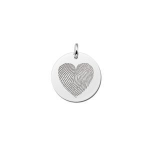 Moederdag Sieraden | Ronde Hanger met Hartvormige Vingerafdruk van Zilver