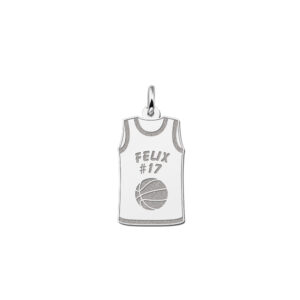 Zilveren Basketbal Shirt Naamhanger | Names4ever