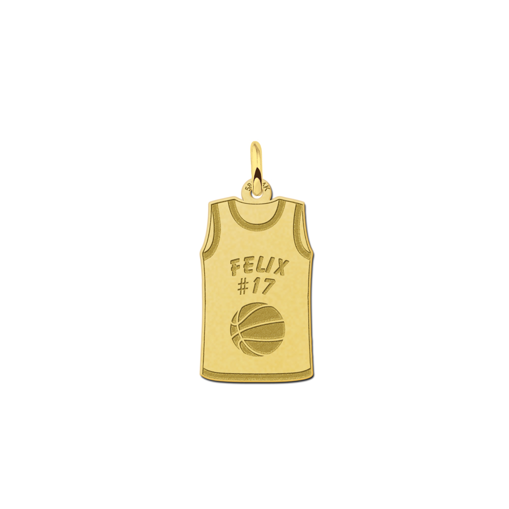 Gouden Basketbal Shirt Naamhanger | Names4ever