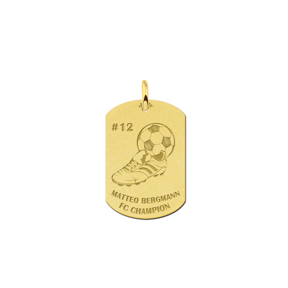 Gouden Dog Tag met Voetbal Thema | Names4ever