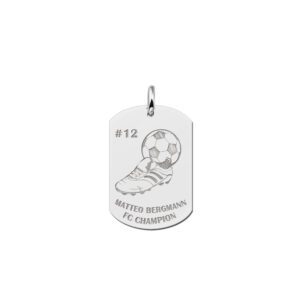 Zilveren Dog Tag met Voetbal Thema | Names4ever