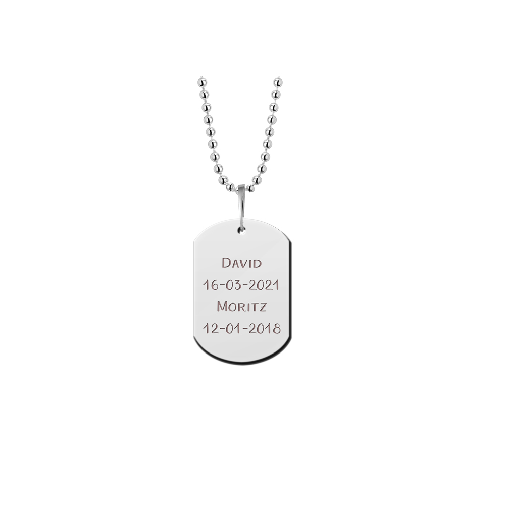 Stalen Dog Tag Ketting met Gravure voor Heren | Names4ever