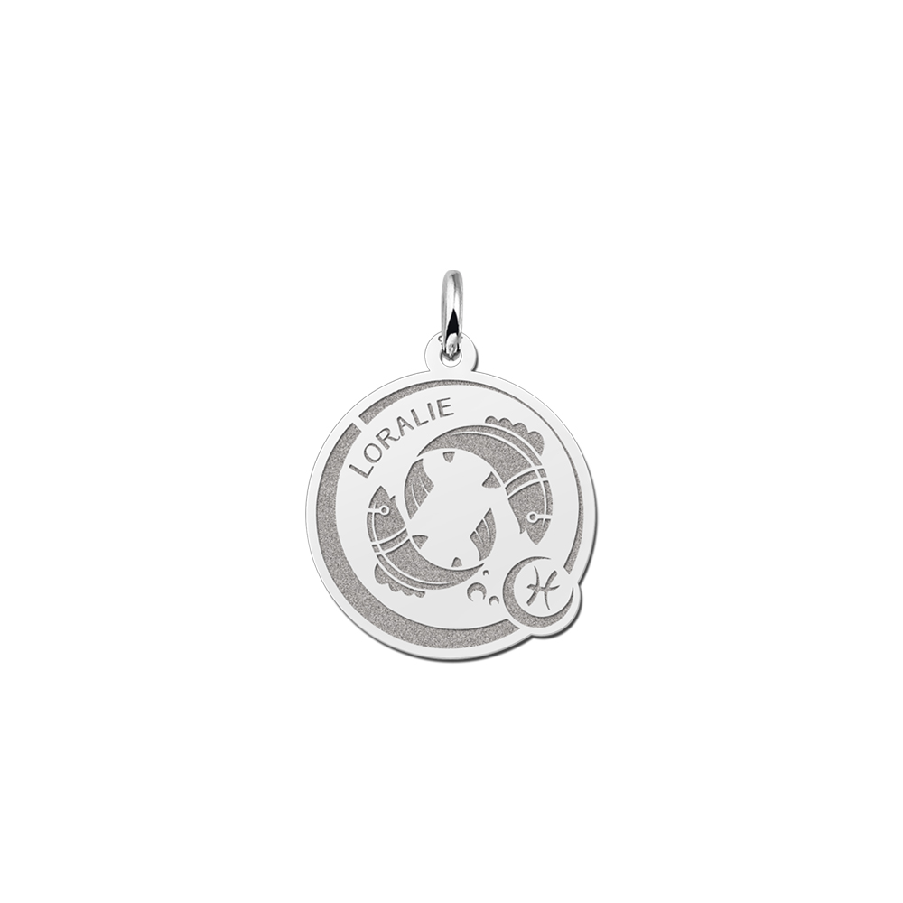 Sterrenbeeld hanger vissen met gravure van zilver - Names4ever
