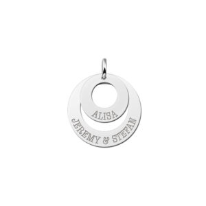 Names4ever Dubbele Schijf Familiehanger van Zilver + Graveer Namen