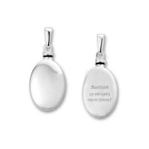 Zilver ovaal assieraad met gravure - klein - Names4ever