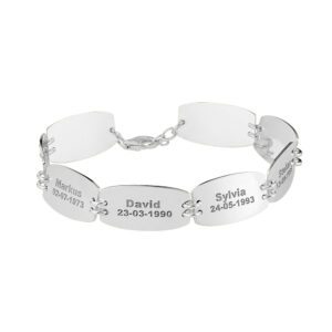Zilveren armband 8 namen en geboortedatum - Names4ever