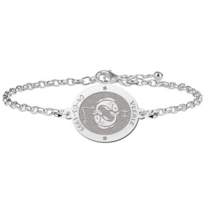 Zilveren Armband met Ovaalvormige Vissen Sterrenbeeld Naamhanger > Names4ever