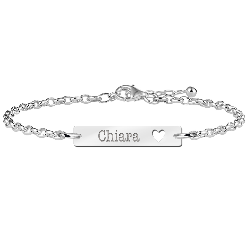 Chiara Bar Naamarmband van Zilver met Hartje > Names4ever