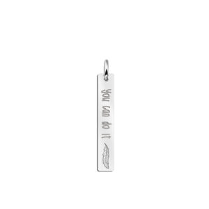 Names4ever Verticale Bar Ketting Hanger met Veer en Gravure