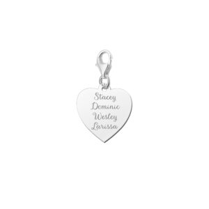 Zilveren bedel hart met vier namen - Names4ever
