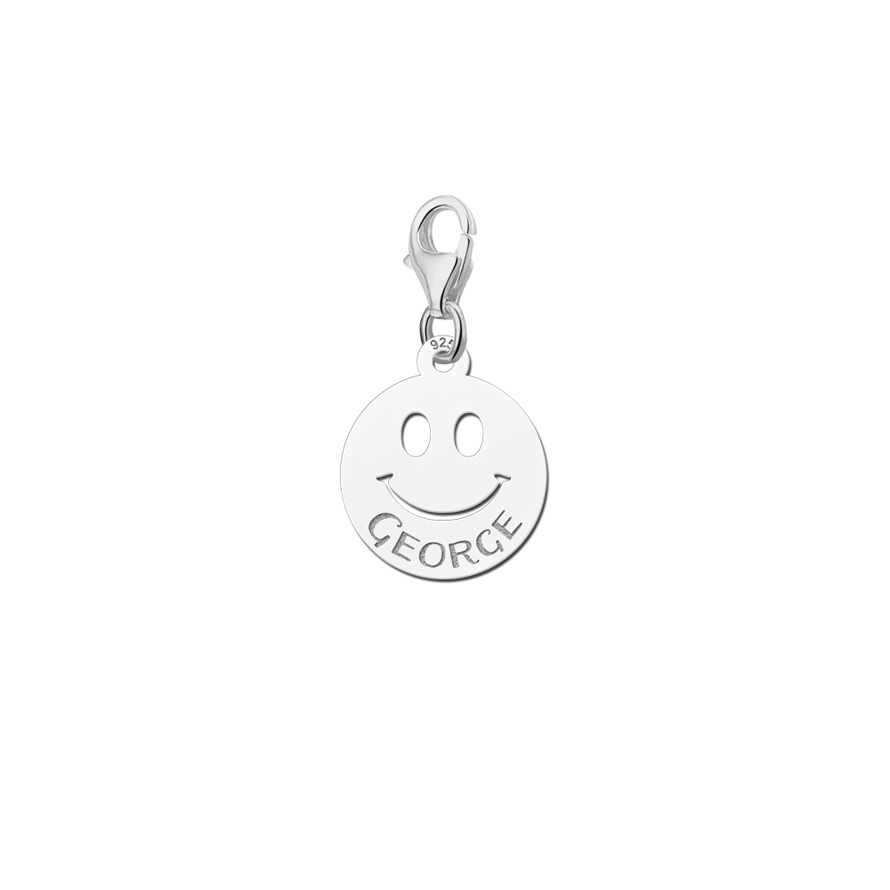 Names4ever Zilveren Smiley Bedel met Naam