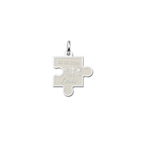Names4ever Communie Puzzelstuk Hanger van Zilver
