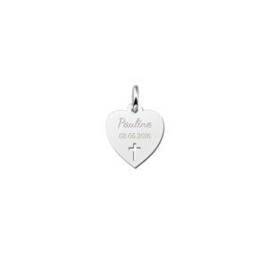 Names4ever Zilveren Hart met Kruis Communie Hanger