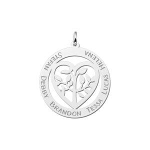 Familiehanger met Levensboom en Hart van Zilver