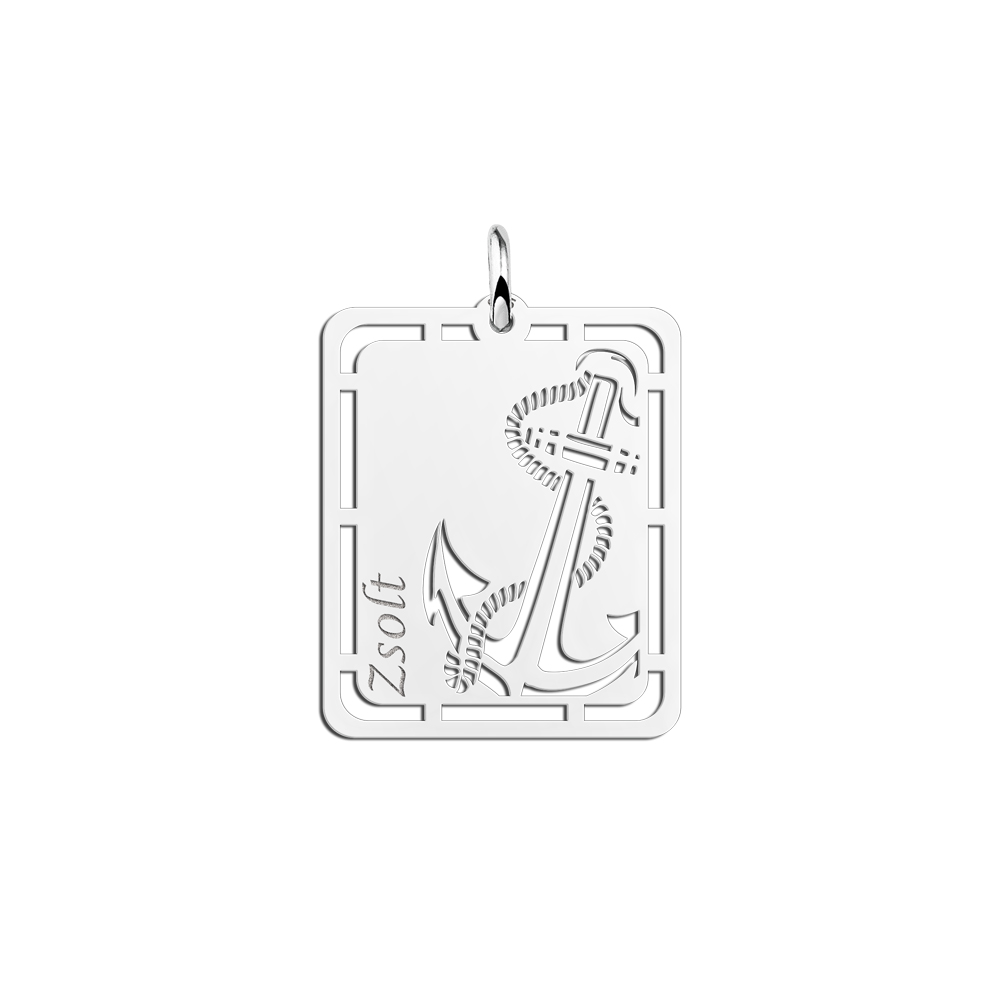 Zilveren hanger anker graveren met naam - Names4ever