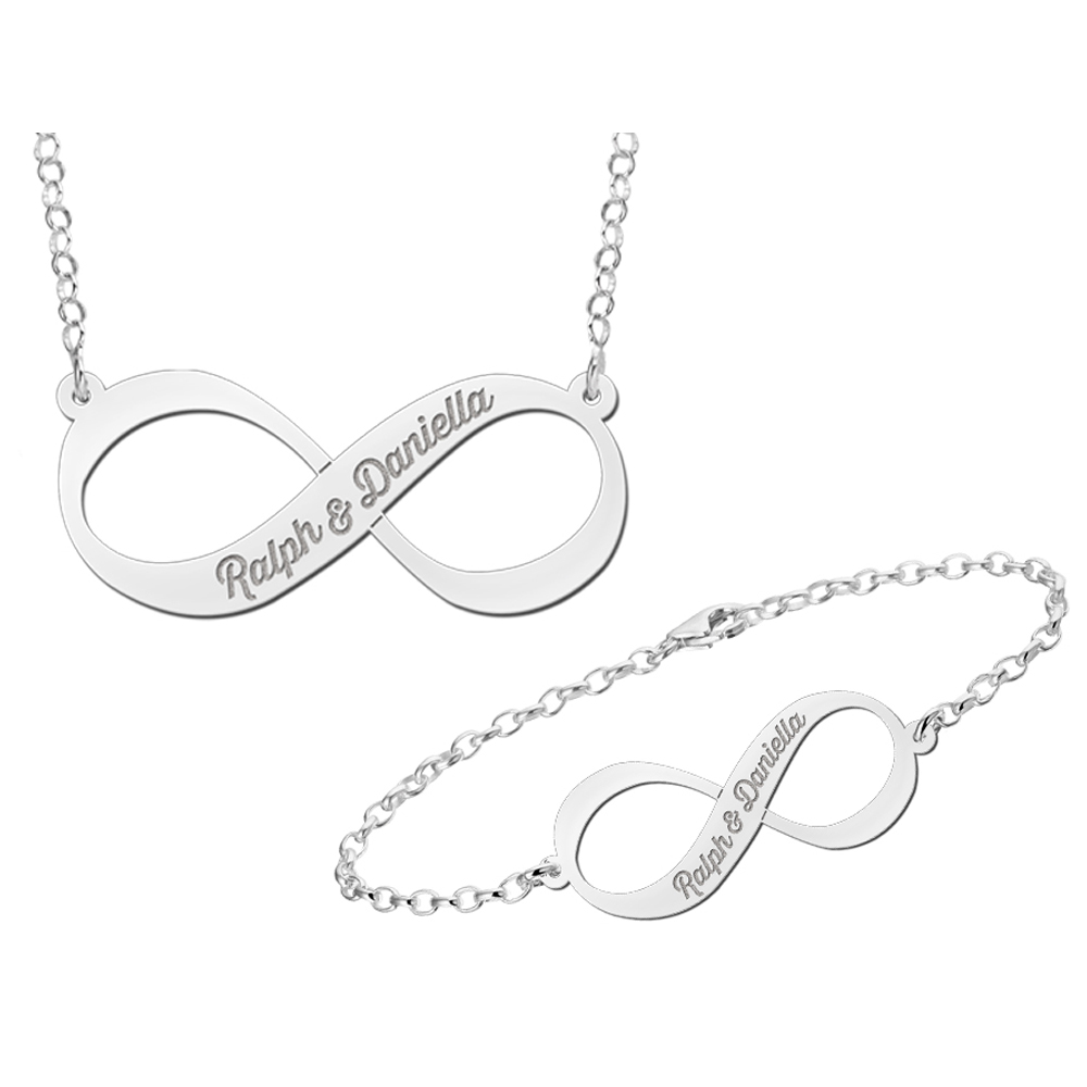 Zilveren Infinity Hanger en Armband Set met Naam | Names4ever