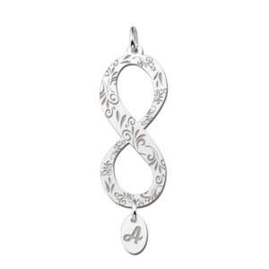 Names4ever Zilveren Infinity Hanger met Letterhanger Verticaal ZNHI10