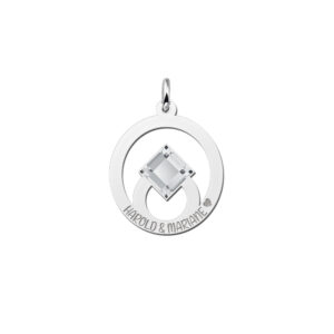 Zilveren Ronde Hanger met Ruitvormige Kristal Swarovski